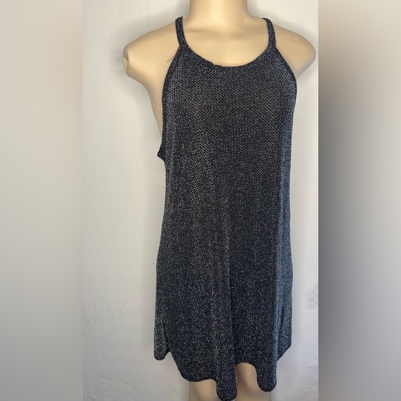 Pinc Dresses & Skirts - NWT Pinc Sparkly Semi Sheer Black Silver Dress Halter Neckline. XL
